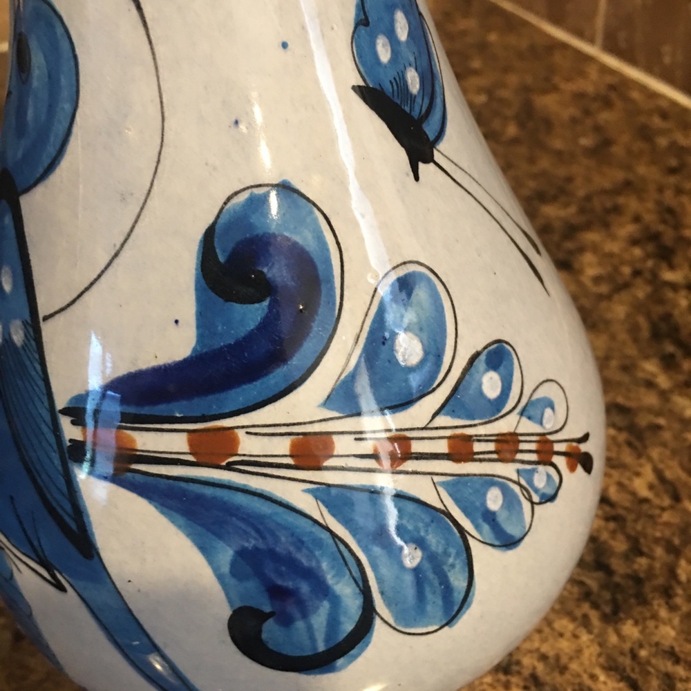 - Tonala Mexico Blue Pottery Vase/Pitcher - Picture 7 of 8